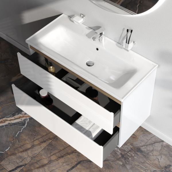 M85AFHX1002WG X-Joy База под раковину AM.PM, подвесная, 100 см, 2 ящика, белый глянец