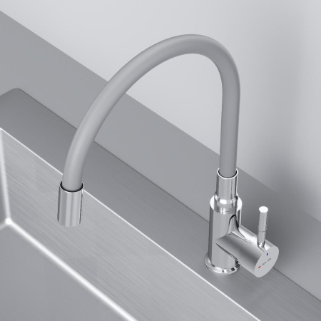 F85B07605 X-Joy S, Смеситель для кухни AM.PM с гибким изливом, серый/хром