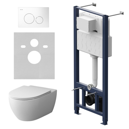 IS49001.111700 Комплект инсталляция с клавишей Pro L белый с подвесным унитазом Awe FlashClean с сиденьем м/л