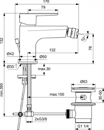 Смеситель для биде Ideal Standard CERAFINE O BC705XG