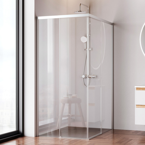 W94G-403-12090-MТ Душевое ограждение AM.PM X-Joy Square Slide 120х90, мат хром, прозрачное