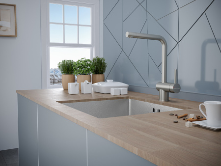 Смеситель для кухни Paulmark SPRING Sp212067-SS, нержавеющая сталь