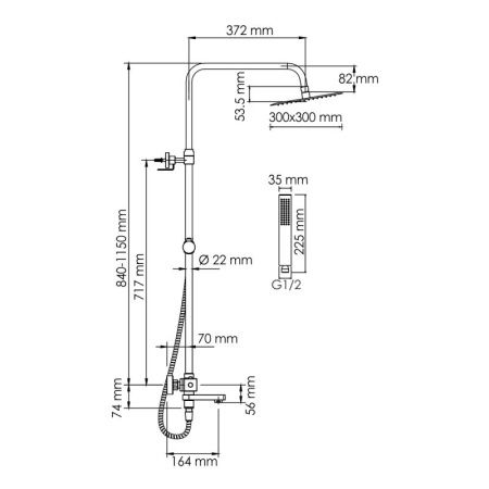 Душевая система WasserKRAFT A199.118.103.010.CH Thermo с термостатическим смесителем