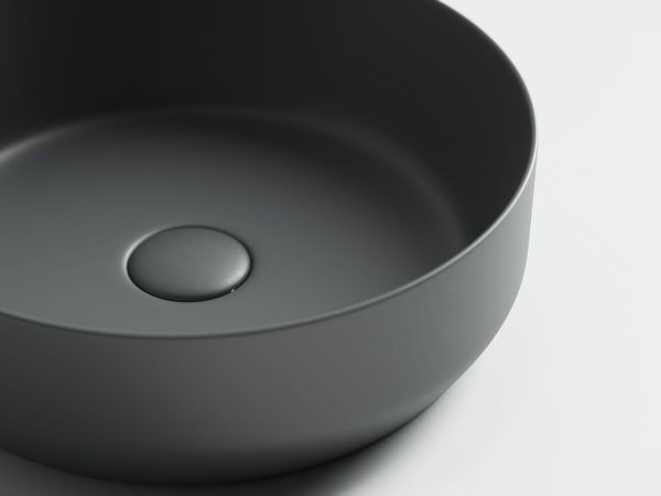 Умывальник чаша накладная круглая Ceramicanova Element 390*390*120мм, Темный антрацит матовый, CN6022MDH