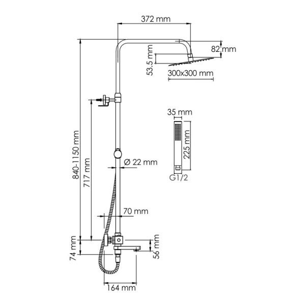 Душевая система WasserKRAFT A199.118.103.010.CH Thermo с термостатическим смесителем