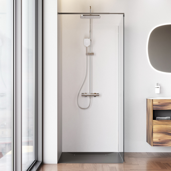 W84WI-90-F1-MTE Душевая перегородка AM.PM Func 90x200, стекло прозр. 8 мм + покрытие, профиль мат хром