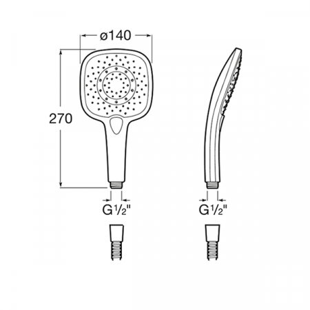 Ручной душ Roca Plenum Square 140 мм 3 режима белый 75B1110CB0