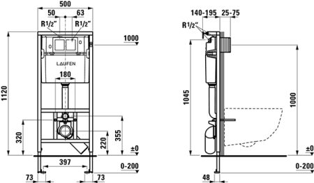 Инсталляция для унитаза LAUFEN LIS CW1 112х50х14 8946600000001