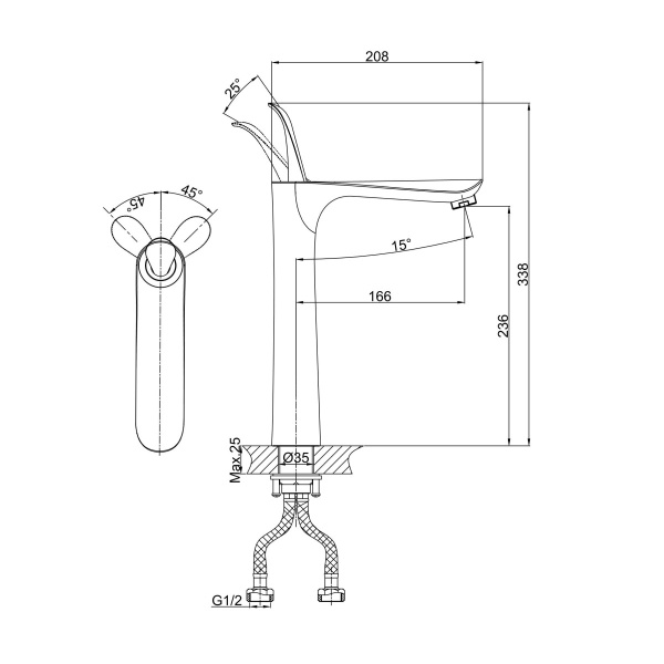 Смеситель для раковины D&K Venice DA1032041, хром
