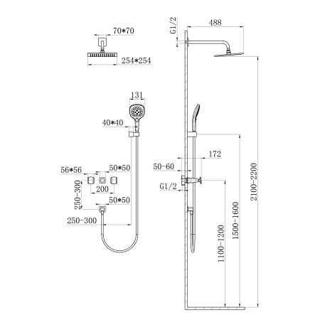 Душевая система встраиваемая WONZON & WOGHAND Shakespeare, Темное золото (WW-654701-DG)