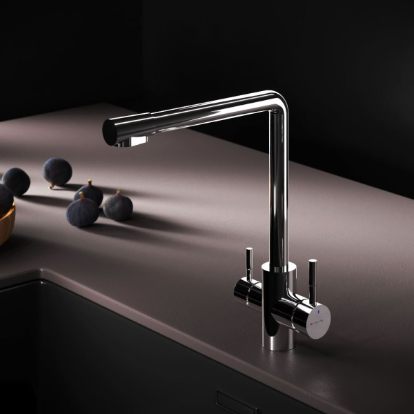 F85B05700 X-Joy S, Смеситель для кухни AM.PM с L-изливом с каналом для питьевой воды, хром