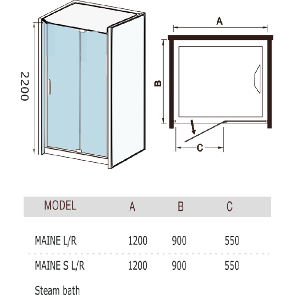 Душевая кабина WeltWasser MAINE L 120х90