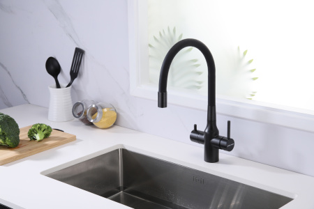 Смеситель для кухни Paulmark SALIX Sa213419-418(BLM), черный металлик