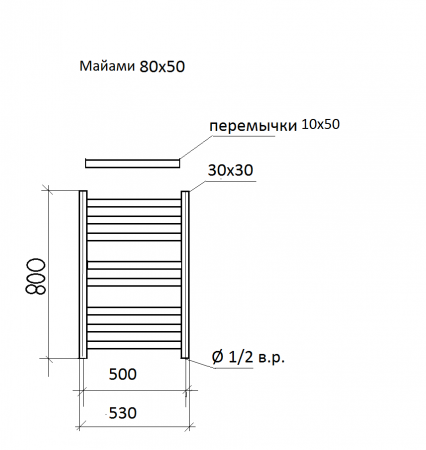 Полотенцесушитель Ariano Майами 80х50 Black