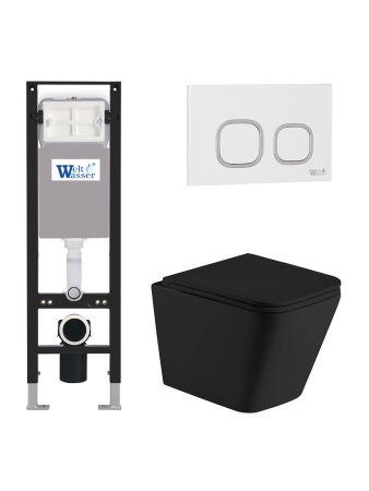 Комплект инсталляции с унитазом Weltwasser AMBERG 350 + GELBACH 043 MT-BL + AMBERG RD-WT