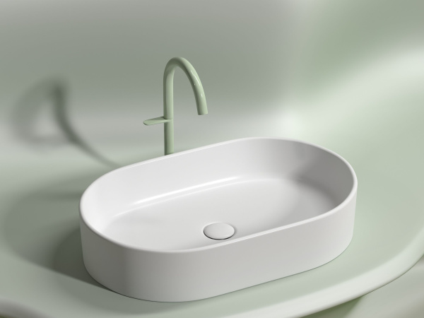 Умывальник чаша накладная овальная Ceramicanova Element 608*385*122мм, Белый матовый, CN6048MW