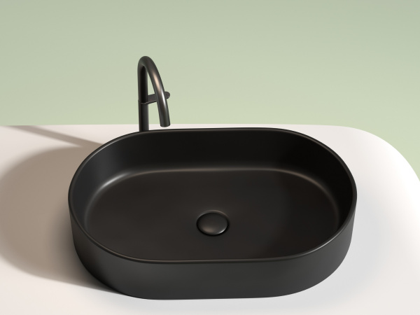Умывальник чаша накладная овальная Ceramicanova Element 608*385*122мм, Черный матовый, CN6048MB