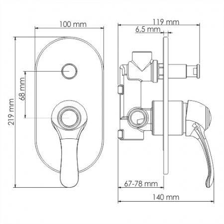 Смеситель для ванны и душа WasserKraft Isar 1361