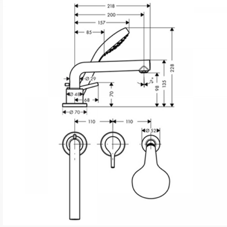 Смеситель на борт ванны Hansgrohe Talis E 72417000