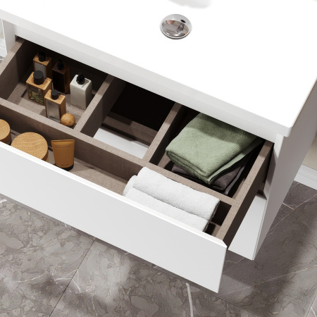 Тумба под умывальник Belux Киото подвесная 60, белый глянцевый