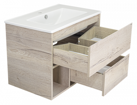 Тумба под раковину Misty Дунай 75 с двумя ящиками и нишей П-Ду01075-31541Я