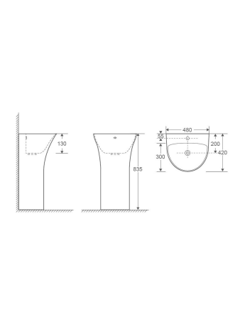 Раковина напольная WeltWasser WW LEERBACH 4842 GL-WT
