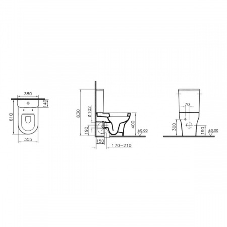 Унитаз напольный VitrA Zentrum 9012B003-7202 с бачком и сиденьем микролифт