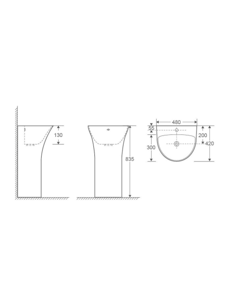 Раковина напольная WeltWasser WW LEERBACH 4842 GL-WT