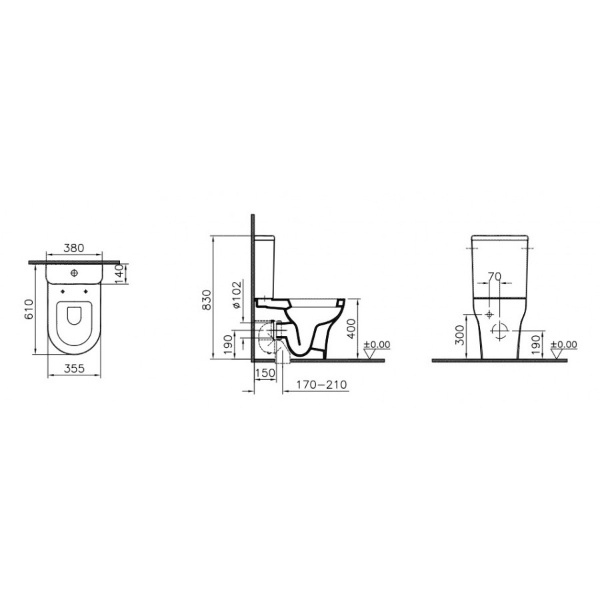 Унитаз напольный VitrA Zentrum 9012B003-7202 с бачком и сиденьем микролифт