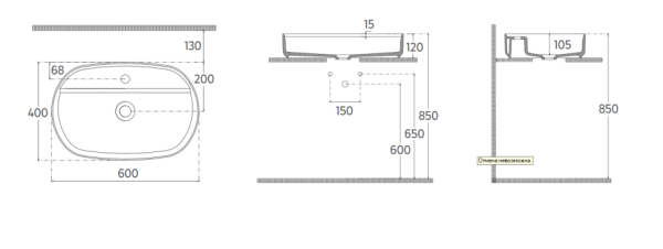 Раковина накладная ISVEA Infinity 60 овальная 60см цвет MARMO черный матовый 10NF65060-2N-MRM