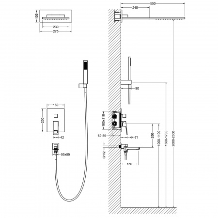 Душевая система встроенная Timo Briana SX-7119/03SM черный