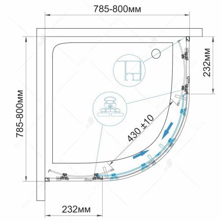 Душевой уголок RGW CL-53B 06095388-14 80х80х185 см, черный