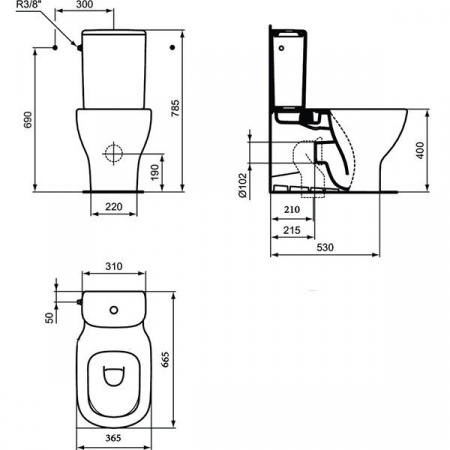 Чаша напольного унитаза Ideal Standart Tesi AquaBlade T008201