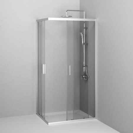 W90G-403-100280-MT Gem Душевое ограждение AM.PM прямоугольн.,раздвиж.двери 100x80 хром мат.,стекло прозрачное