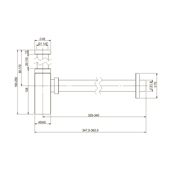 Сифон для раковины Wellsee Drainage System 182111000, латунь, золото