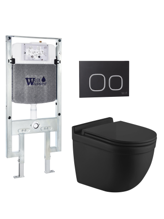 Комплект инсталляции с унитазом Weltwasser AMBERG 497 ST + HEIMBACH 043 MT-BL + AMBERG RD-BL
