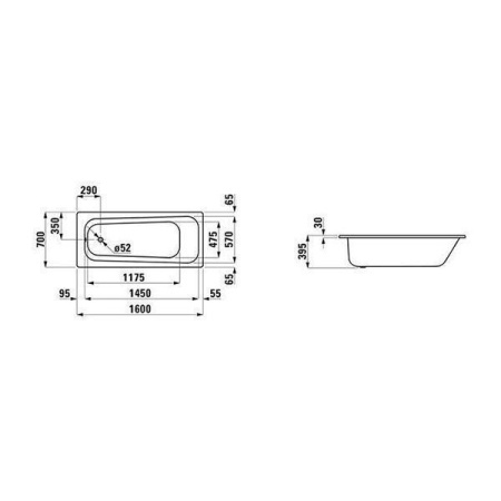 Стальная ванна Laufen Pro 160x70 2239500000401