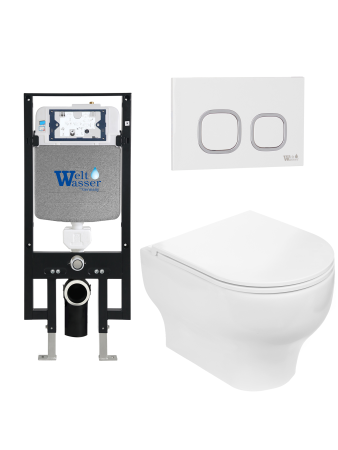 Унитаз с инсталляцией WeltWasser AMBERG 497 + ERLENBACH 004 GL-WT + AMBERG RD-WT