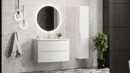 Тумба под умывальник Belux подвесная Ганновер 80-02, белый глянцевый