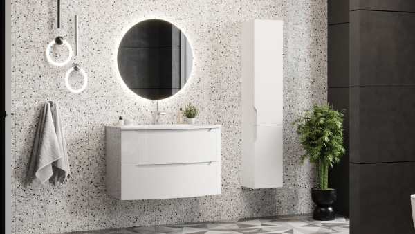 Тумба под умывальник Belux подвесная Ганновер 80-02, белый глянцевый