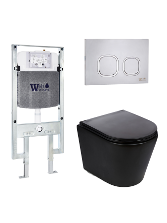 Комплект инсталляции с унитазом Weltwasser AMBERG 497 ST + SALZBACH 043 MT-BL + AMBERG RD-MT CR