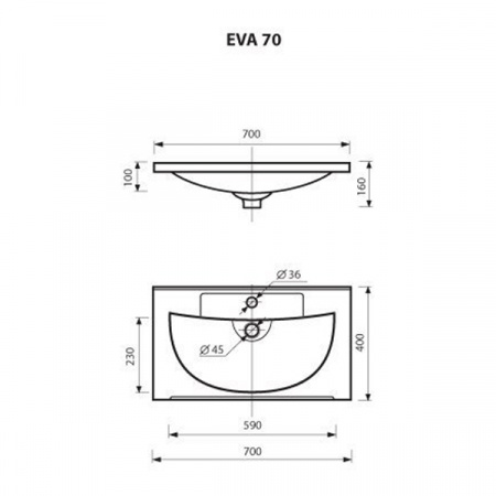 Тумба под умывальник Misty Марта 70 подвесная венге с умывальником EVVA -70 D