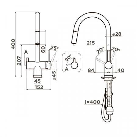 Смеситель для мойки Omoikiri Akita-S-BN 4994302