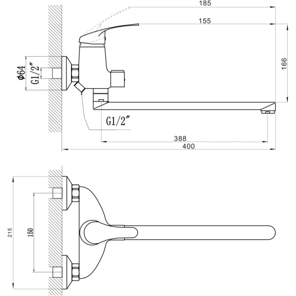 Смеситель для ванны Savol S-T2201, хром
