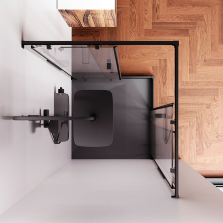 W84G-403-9090-BТ Душевое ограждение AM.PM Func Square Slide 90х90, черный, прозрачное