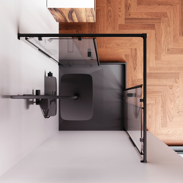 W84G-403-9090-BТ Душевое ограждение AM.PM Func Square Slide 90х90, черный, прозрачное