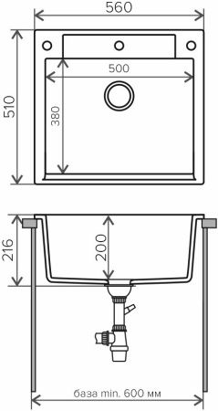 Кухонная мойка Polygran ARGO-560 черный №16 575806