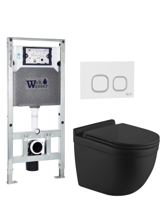 Комплект инсталляции с унитазом Weltwasser AMBERG 506 ST + HEIMBACH 043 MT-BL + AMBERG RD-WT