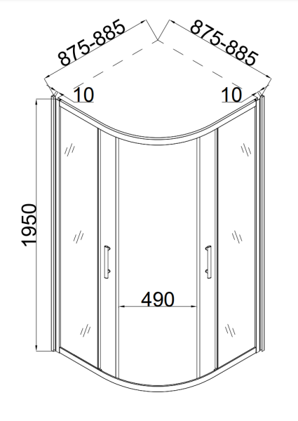 Душевой уголок Taliente TA-09091-1MP 90х90 стекло рифленое 6 мм