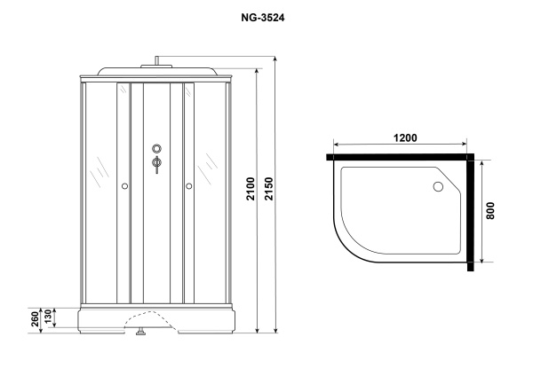 Душевая кабина Niagara Eco E120/80/26R/TN (120х80х215) средний поддон(26см),стекло тонированное,4 места